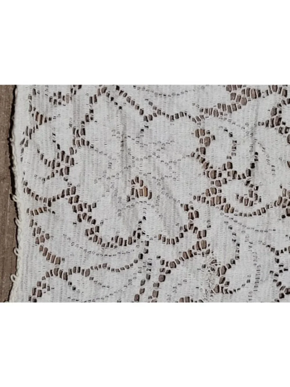Ecru Lace TableclothPicot Edging Cottage Lacework 80x86 inch Vintage Staining